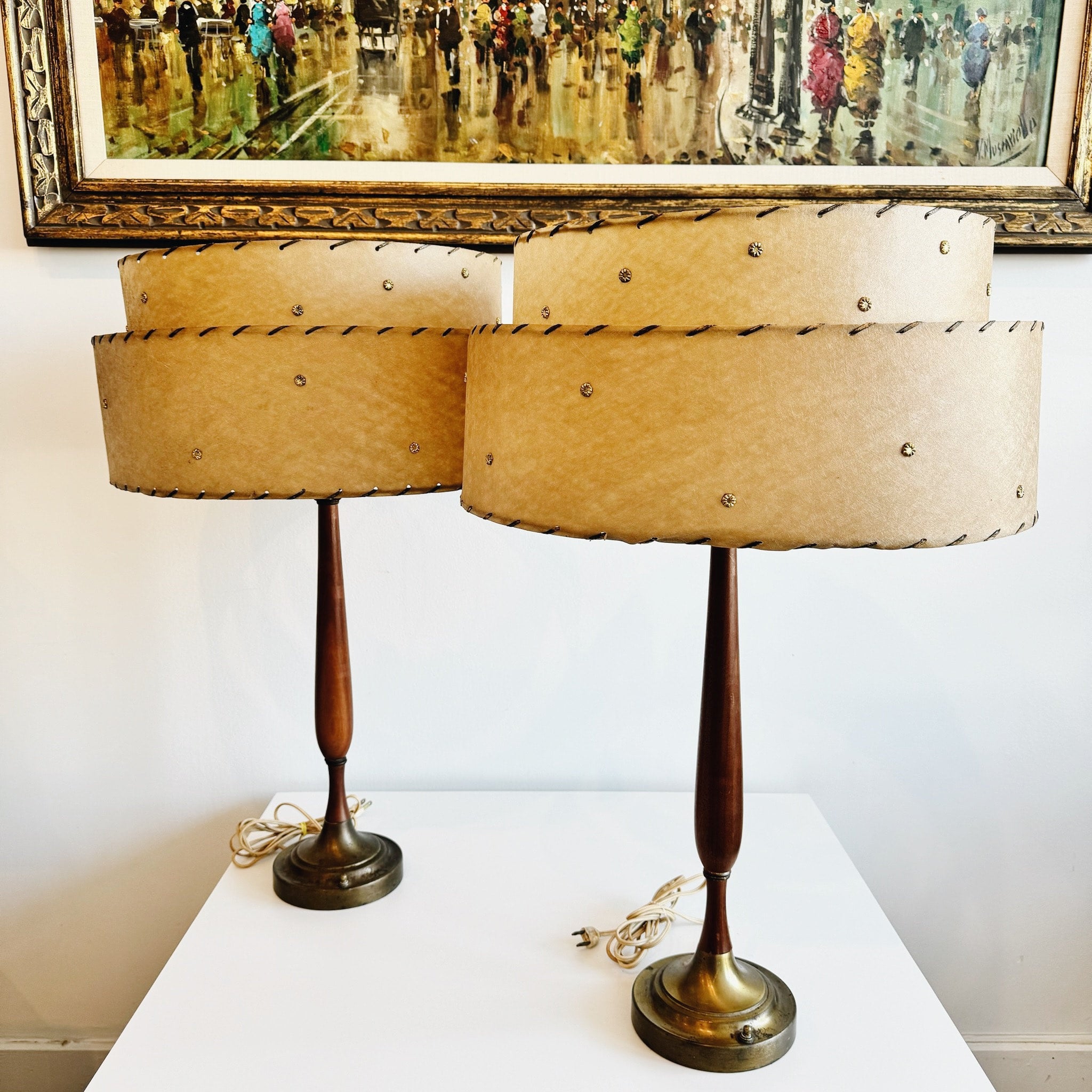 Pair of MCM Table Lamps | carousel + folk