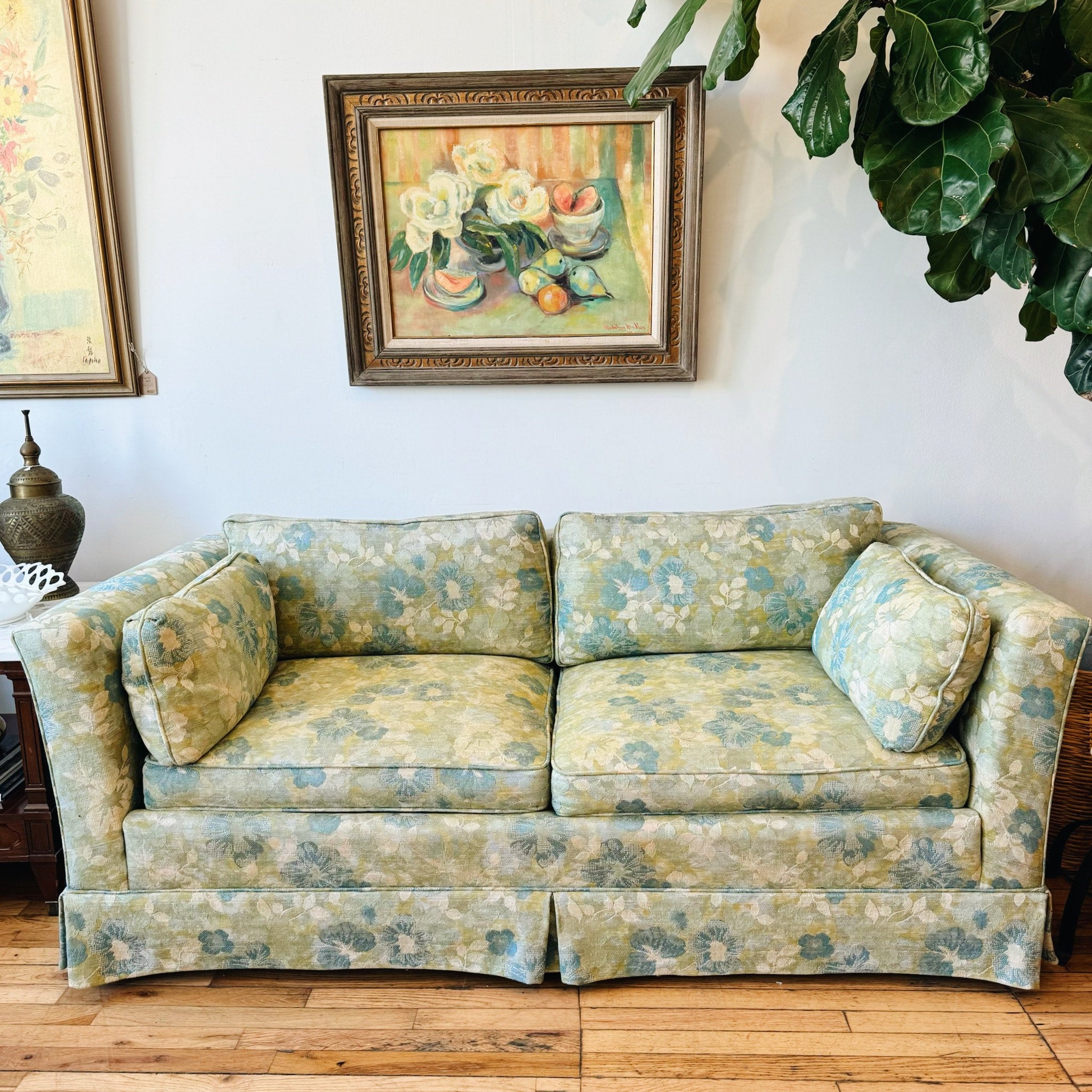 Blue + Green Floral Loveseat by Henredon | carousel + folk